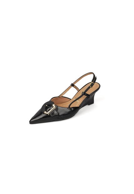 Tacon Alto Slingback Cuña-Corrido Negro Vizzano