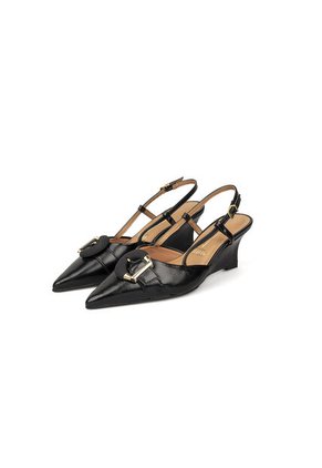 Tacon Alto Slingback Cuña-Corrido Negro Vizzano