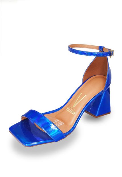 Sandalia Tacon Medio Metalizado Azul Vizzano