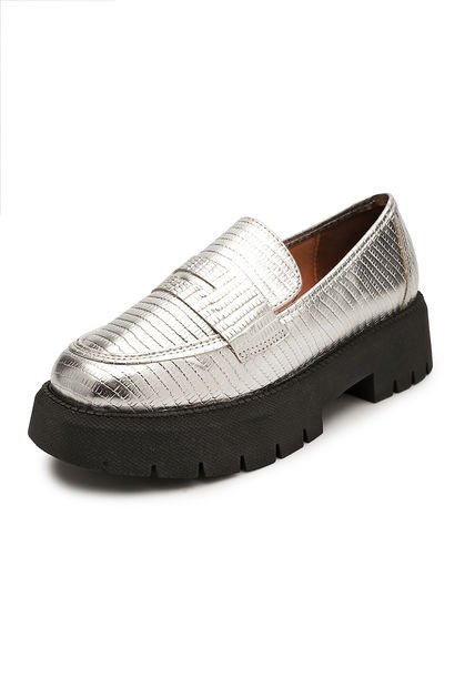 Mocasín Chunky Plateado-Negro Vizzano