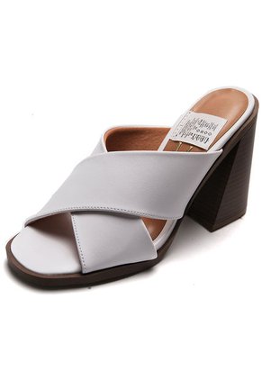 Sandalia Tacón Blanco-Café Vizzano