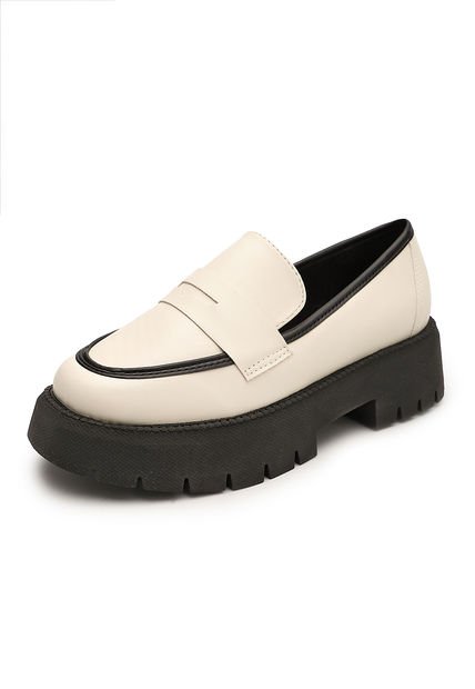 Mocasín Chunky Marfil-Negro Vizzano