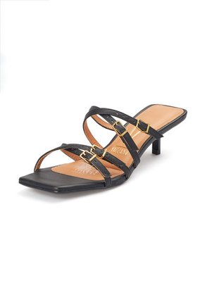 Sandalia Tacón Cruzada Negro-Dorado Vizzano