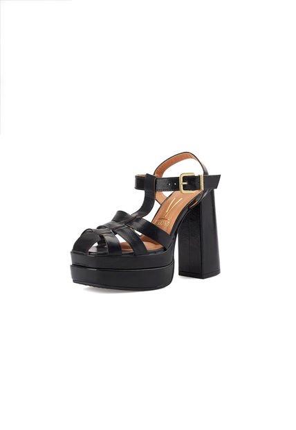 Sandalia Plataforma Tacón Negro Vizzano