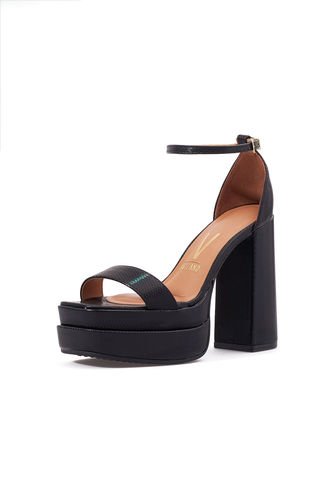 Sandalia Plataforma Tacón Negro Holográfico Vizzano Vizzano