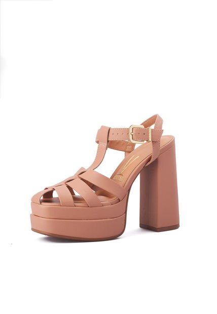 Sandalia Plataforma Tacón Nude Vizzano
