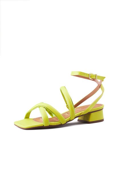 Sandalia Tacón Bajo Amarillo-Dorado Vizzano
