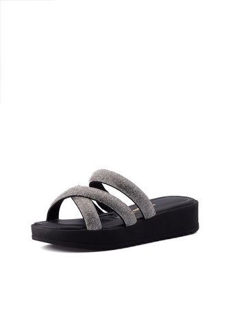 Sandalia Plana Negro Plata Vizzano Vizzano