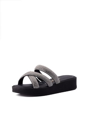 Sandalia Plana Negro Plata Vizzano