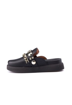 Clog Negro Dorado Aplique Vizzano