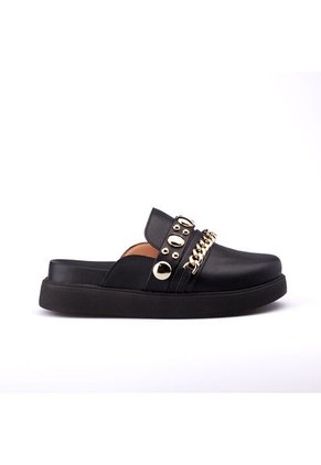 Clog Negro Dorado Aplique Vizzano