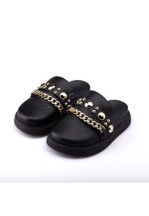 Clog Negro Dorado Aplique Vizzano