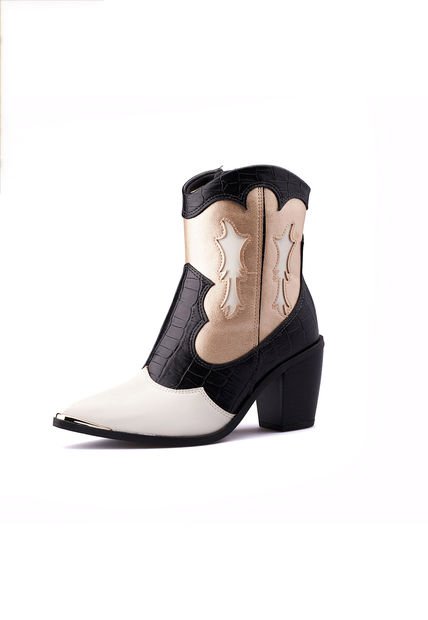 Bota Negro Beige Dorado Vizzano