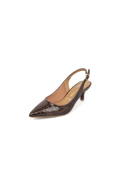 Tacon Bajo Slingback Croco Canela-Café Vizzano