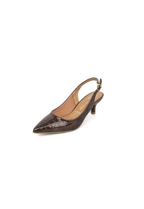 Tacon Bajo Slingback Croco Canela-Café Vizzano