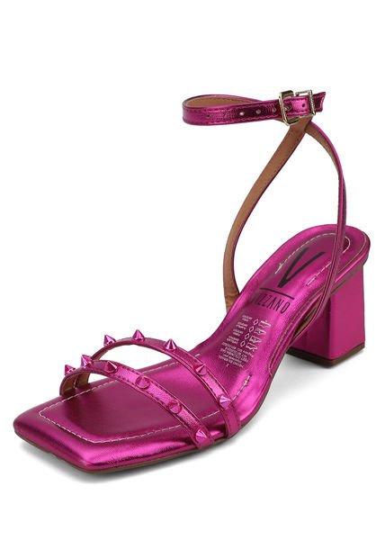 Sandalia Tacón Fucsia Metalizado Vizzano