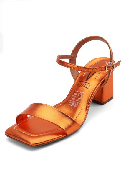 Sandalia Tacón Naranja Metalizado Vizzano