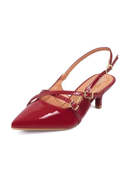 Tacon Bajo Rojo-Cereza Slingback Kitten Vizzano