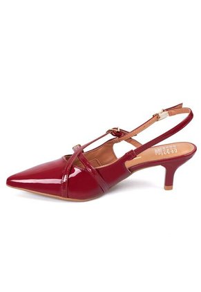 Tacon Bajo Rojo-Cereza Slingback Kitten Vizzano