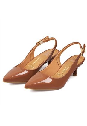 Tacon Bajo Café-Capuccino Slingback Kitten Vizzano