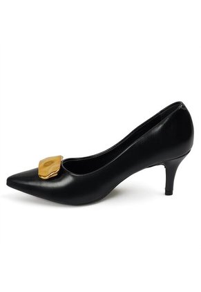 Tacon Medio Negro-Negro-Dorado Stiletto Vizzano
