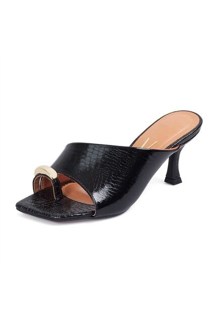 Sandalia Tacon Medio Negro Croco Vizzano