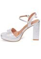 Sandalia Tacon Alto Cuadrado Plataforma Plata Metalico Vizzano de Vizzano