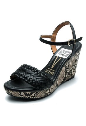 Sandalia Tacón Corrido Negro-Beige Vizzano