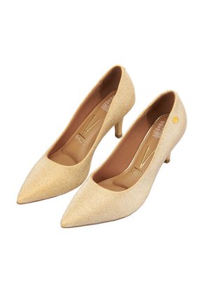 Tacón Stiletto Medio Glitter Dorado Vizzano