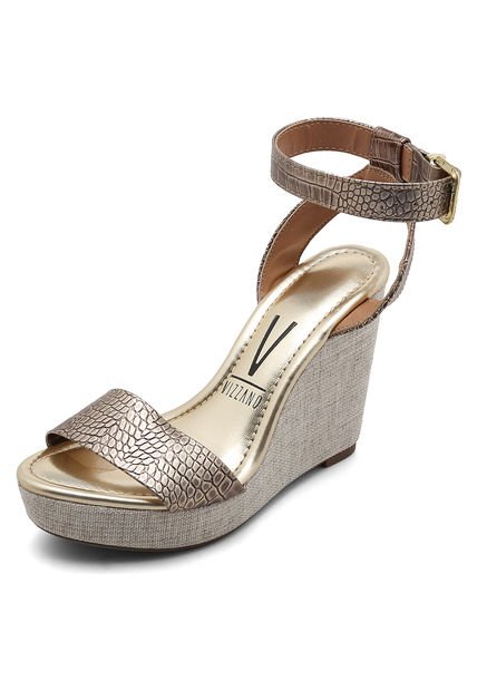 Zapateria Zapatos Dorados Tacon Corrido Sandalia Tacón Corrido