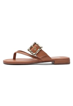 Sandalia Plana Flip-Flop Camel Vizzano