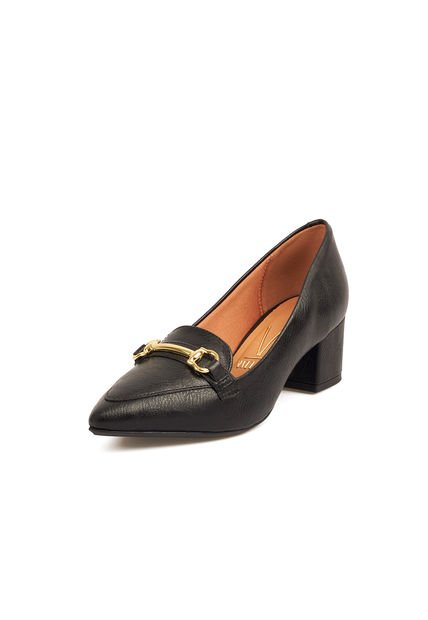 TACON BAJO CALF NEGRO DORADO VIZZANO