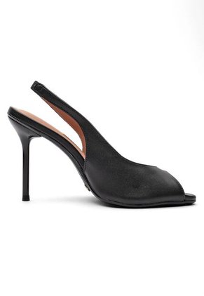 Tacon Alto Peep Toe Negro Vizzano