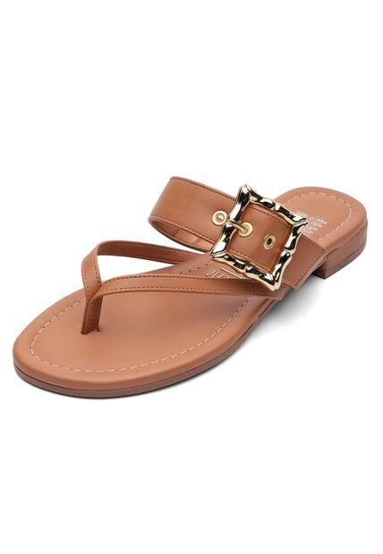 Sandalia Plana Flip-Flop Camel Vizzano