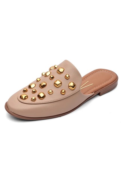 Slipper Baleta Zueco Beige-Dorado Vizzano