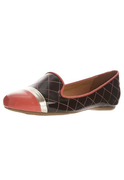 Baletas Slippers Vizzano Verniz Negro-Coral-Dorado