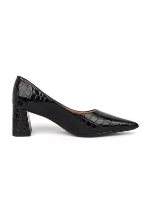 Tacon Medio Cuadrado Negro Croco Vizzano
