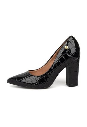 Tacon Alto Grueso Negro Croco Vizzano