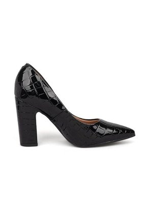 Tacon Alto Grueso Negro Croco Vizzano