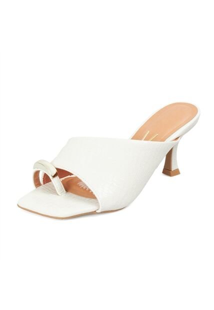 Sandalia Tacon Medio Blanco-Marfil Croco Vizzano