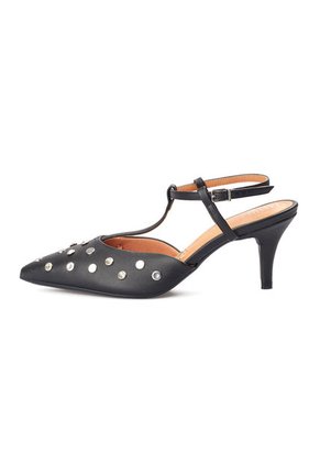 Tacón Medio Negro-Plata Vizzano