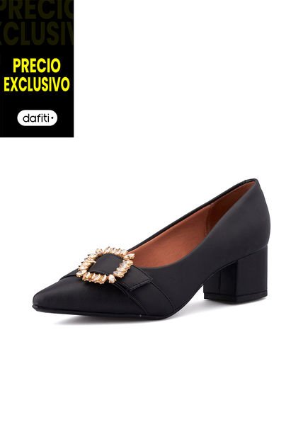 Tacón Medio Negro Dorado Vizzano