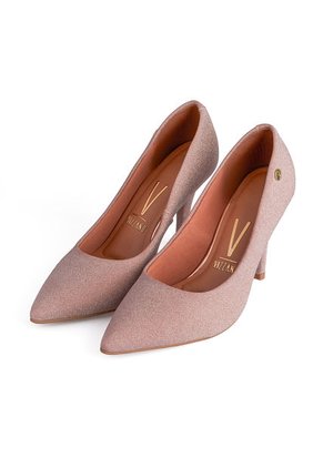 Tacón Stiletto Alto Glitter Oro Rosa Vizzano