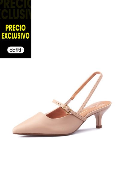 Tacón Medio Dorado Beige Vizzano