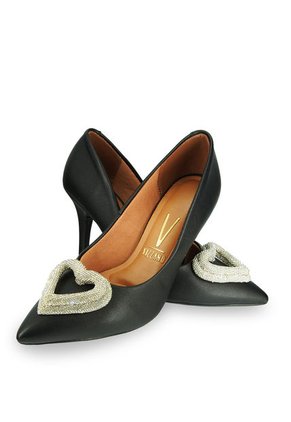 Tacón Alto Negro - Plateado Vizzano