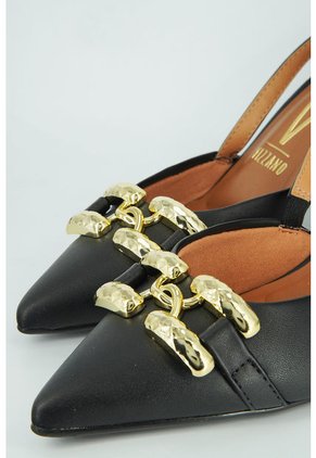 Tacón Medio Negro - Dorado Vizzano