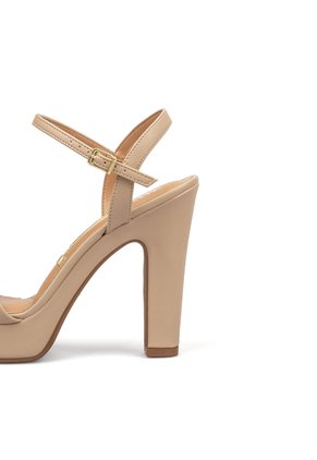 Sandalia Tacón Bloque Pelica Beige Vizzano