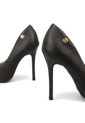 Tacon Stiletto Alto  Pelica Negro Vizzano