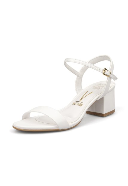Sandalia Tacón Cuadrado Pelica Blanco Vizzano