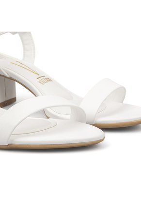 Sandalia Tacón Cuadrado Pelica Blanco Vizzano